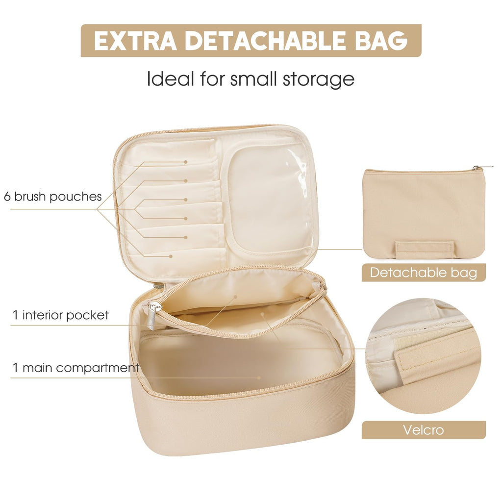 Narwey Travel Makeup Bag Large Cosmetic Bag Make up Case Organizer for Women