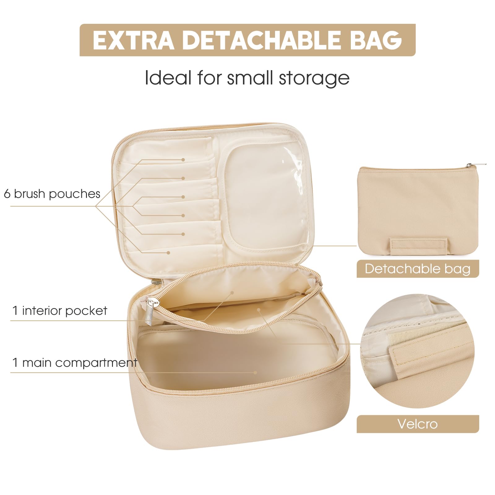 Narwey Travel Makeup Bag Large Cosmetic Bag Make up Case Organizer for Women