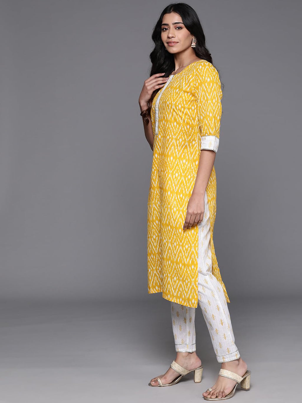 Libas WomenS Cotton Kurta Sets (35544_Yellow