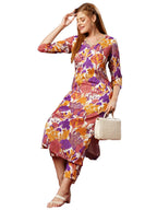 ANNI DESIGNER Womens Cotton Blend Straight Printed Kurta with Pant (Samlok Begani_XL_Begani_X-Large)