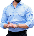 CB-COLEBROOK Mens Regular Fit Fancy Double Pocket Utility Casual Shirt for Men Full Sleeves Stylish Shirt - Cargo (Previously G