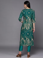 Libas Womens Printed Viscose Straight Kurta For Women Green