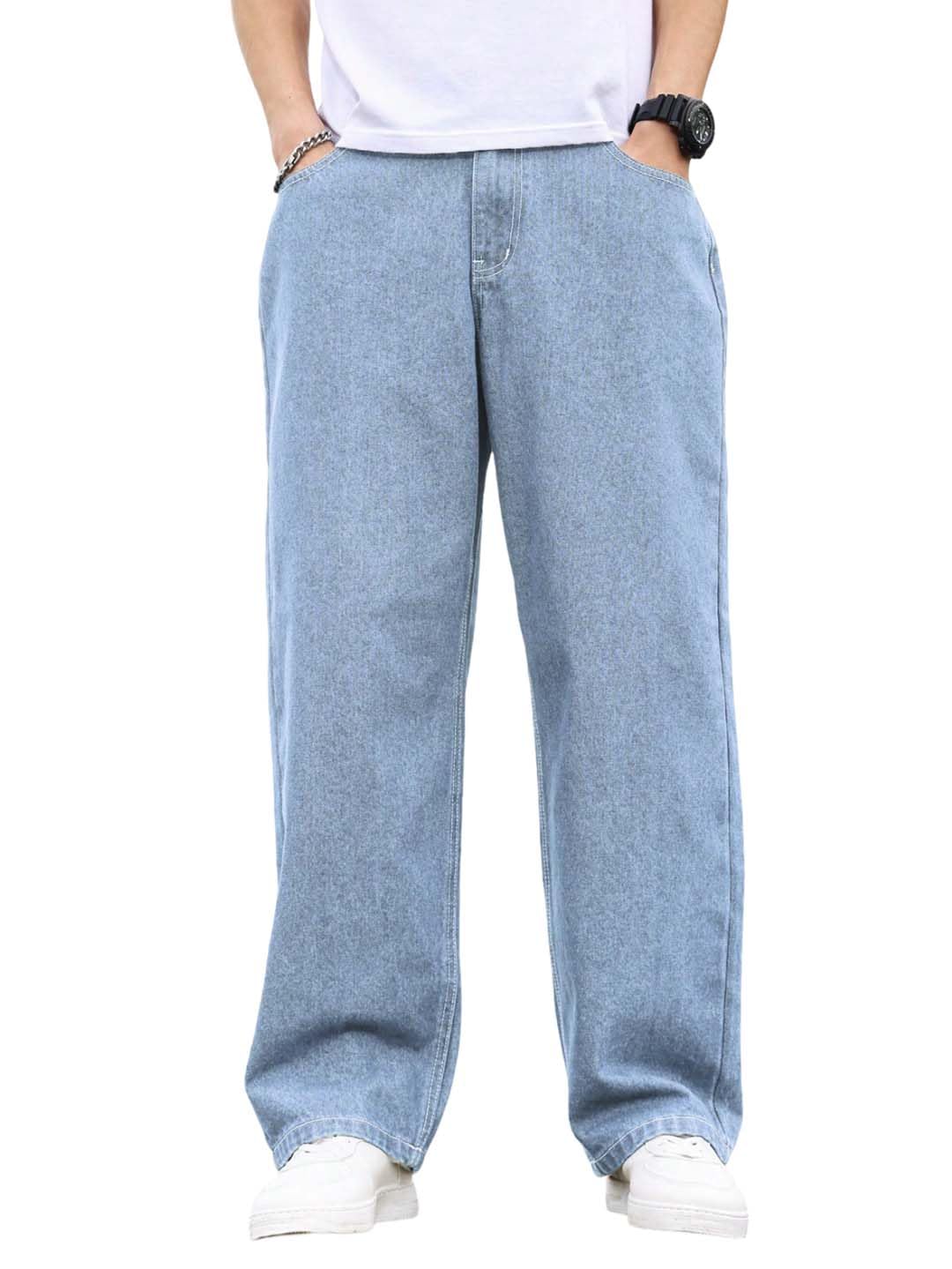 Kotty MenS Solid Zero Gravity Baggy Storm Breaker Shadow Jeans(Blue,28)