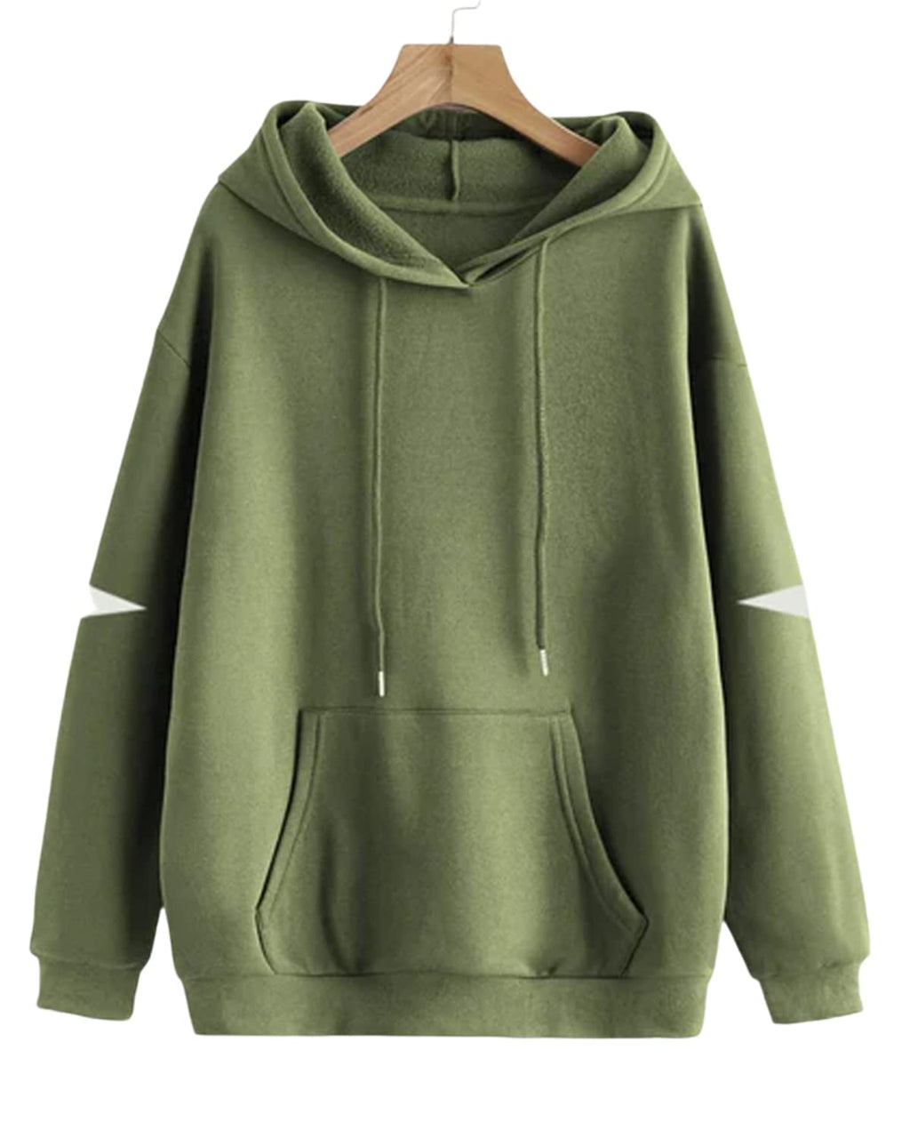 Juneberry Cotton Blend Fleece Regular Fit Elbow Cut Full Sleeve Stylish Hooded Neck Sweatshirt For Women (Jb_W208_Olive)
