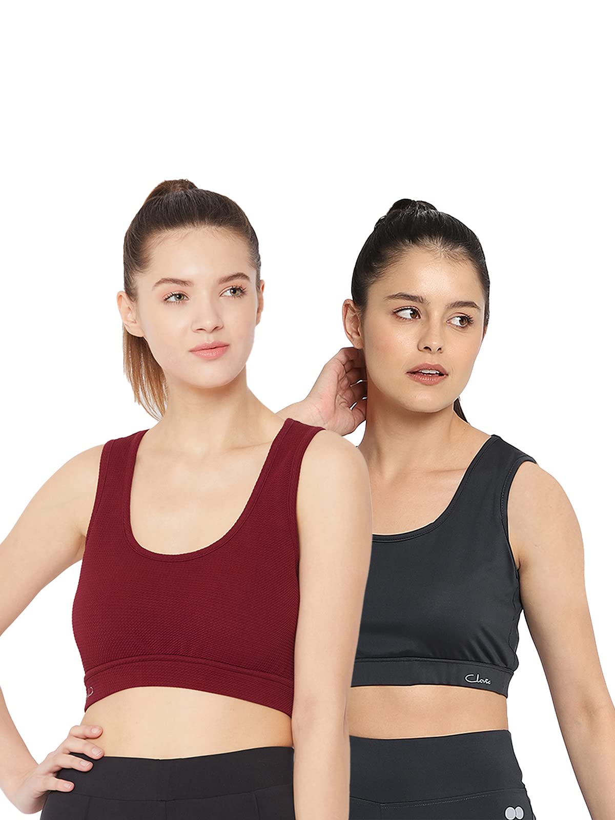 Clovia Womens Pack of 2 Medium Impact Padded Non-Wired Sports Bra with Cutout Back (COMBR1011_Multicolor_L)