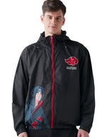 Bewakoof Air 1.0 Official Naruto Merchandise Itachi Mens Graphic Print Oversized Fit Full Sleeve Hooded Nylon Jacket_642513_Bla