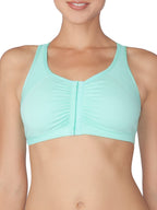 Fruit of the Loom Women's Front Close Builtup Sports Bra, Mint Chip/White, 38
