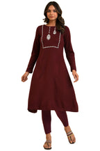 W For Woman Women'S Acrylic Regular Fit Winter Kurta (22Now18623G-212135_Red, 5Xl