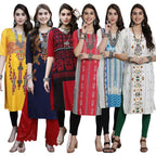 Pinkmint Womens Crepe Digital Print Straight Kurta [Pack of 6]