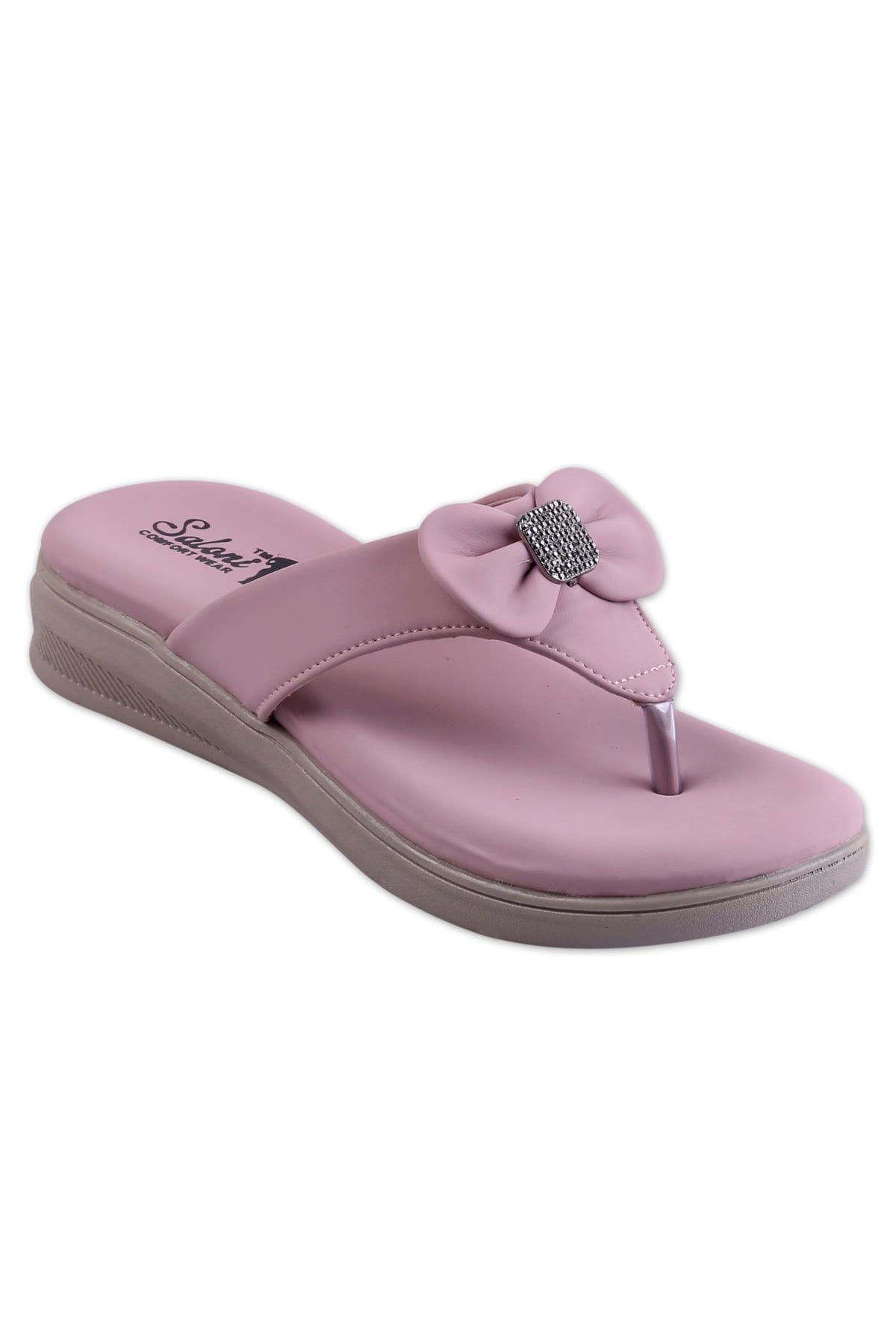 Womens Comfort Wedge Sandals | Soft Cushioned Heel Flip Flops | Toe Post Slip On Slippers with Bow | Daily Wear Ladies Chappal f 4