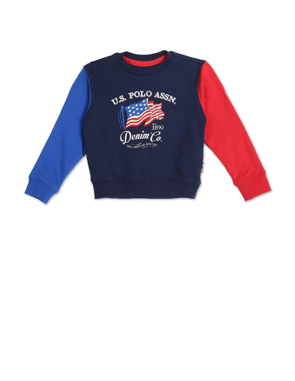 U.S. POLO ASSN. BabyBoys Cotton Kids Regular Uksws0051 Fs Rn Crew Neck Sweatshirt, 12T 12T Navy, Multicolor 18-24