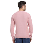 Bewakoof Mens Self-Design Pink Round Neck Full Sleeve Sweater