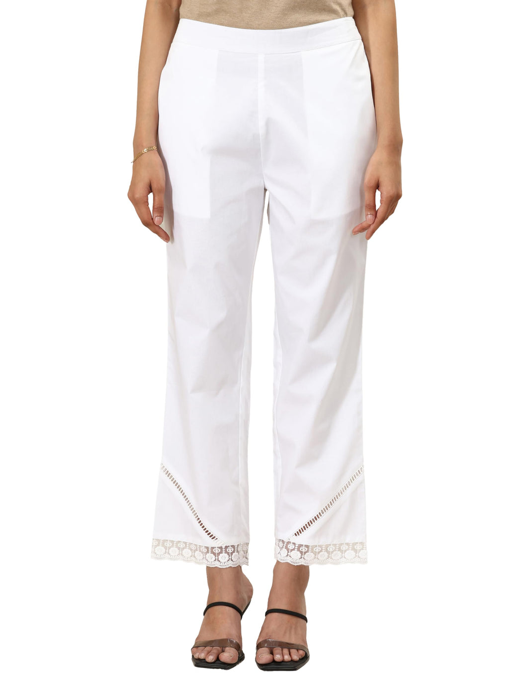 Libas WomenS Straight Fit Trousers (Pl1637_White_S)
