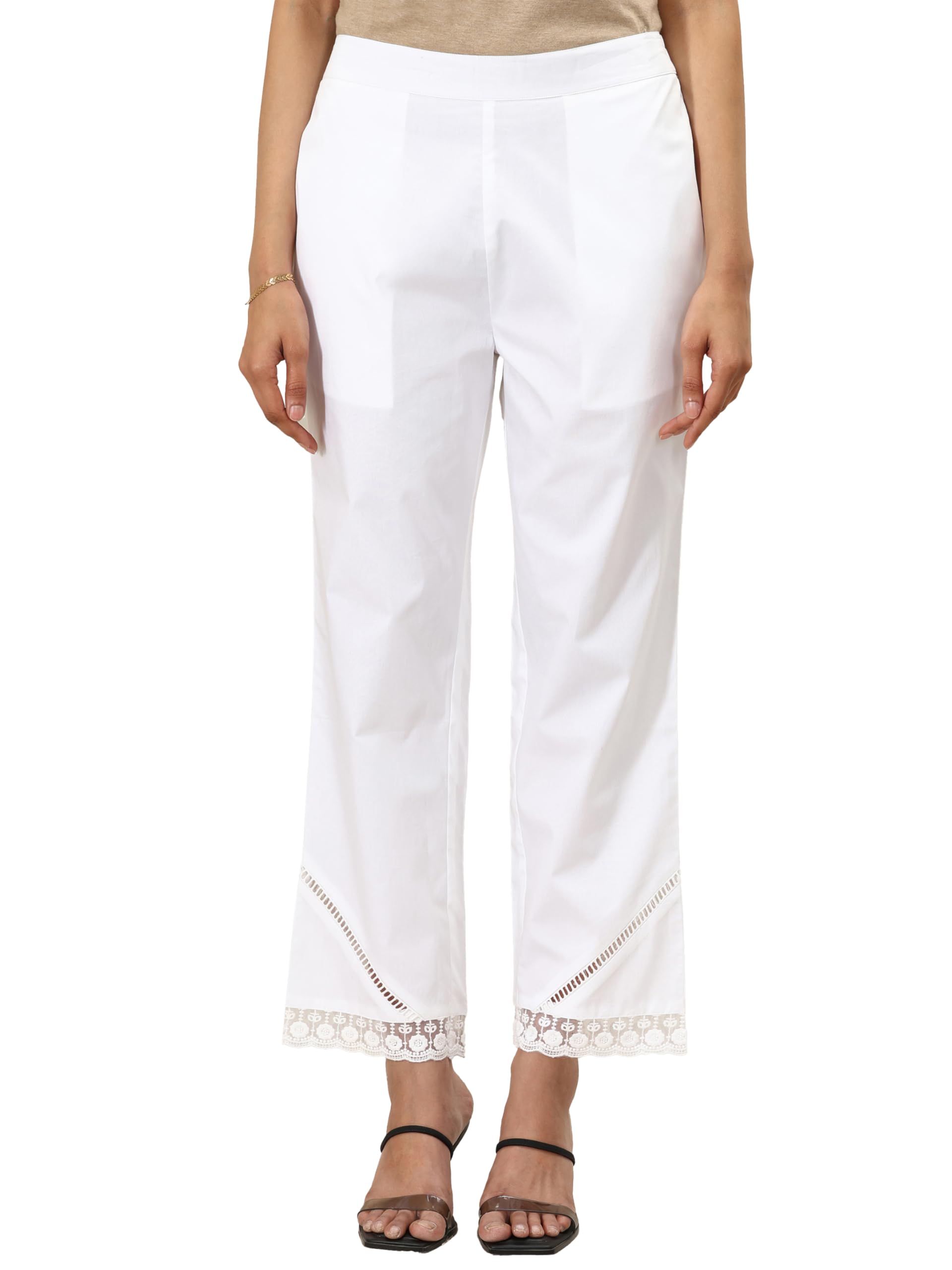 Libas WomenS Straight Fit Trousers (Pl1637_White_S)