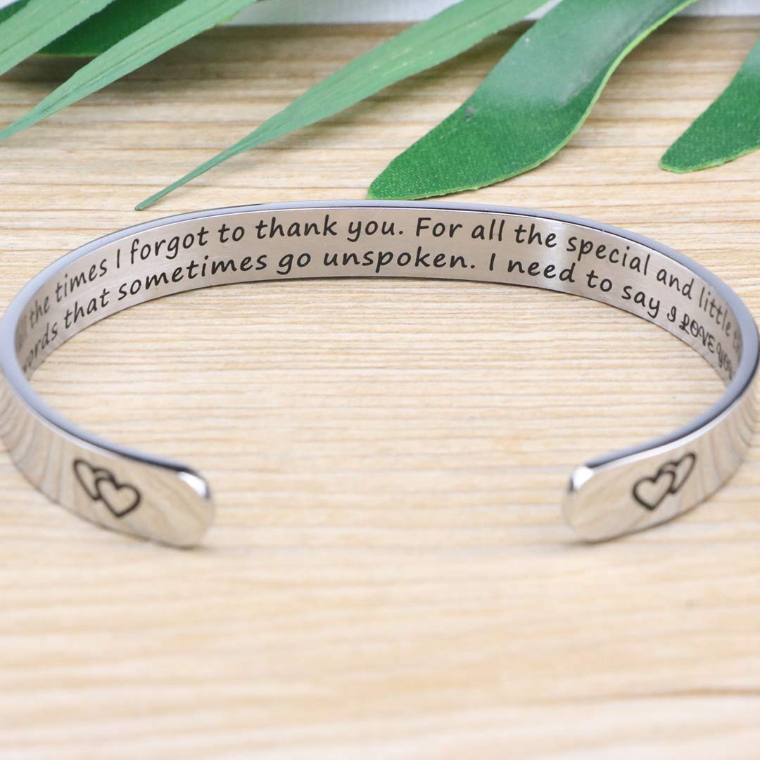 Bracelet for Mom Mothers Day Christmas Birthday Thanksgiving Day Gifts Cuff 316L Stainless Steel Inspirational Motivational Enco