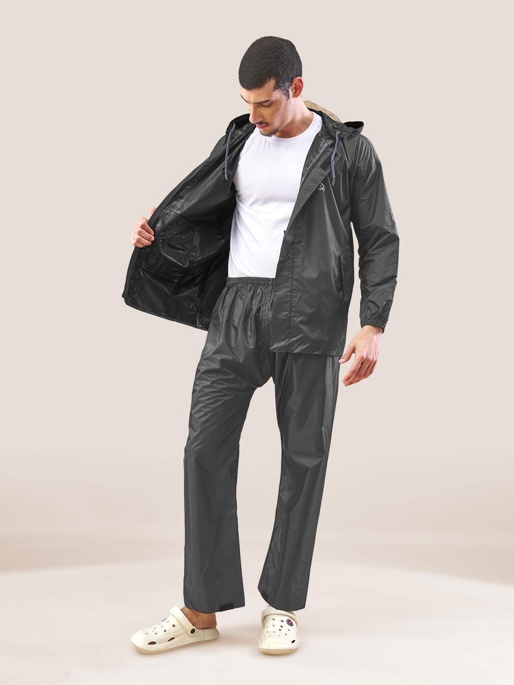 Lux Venus Plain Tapping Rain Suit For Men Grey