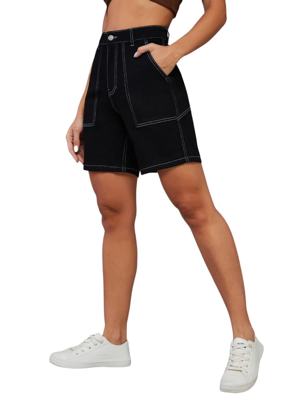 Dolce Crudo Swing Swagger Denim Shorts Black
