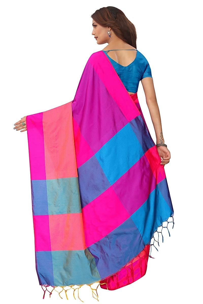 DHRUVI TRENDZ Womens Banarasi Cotton & Silk Saree