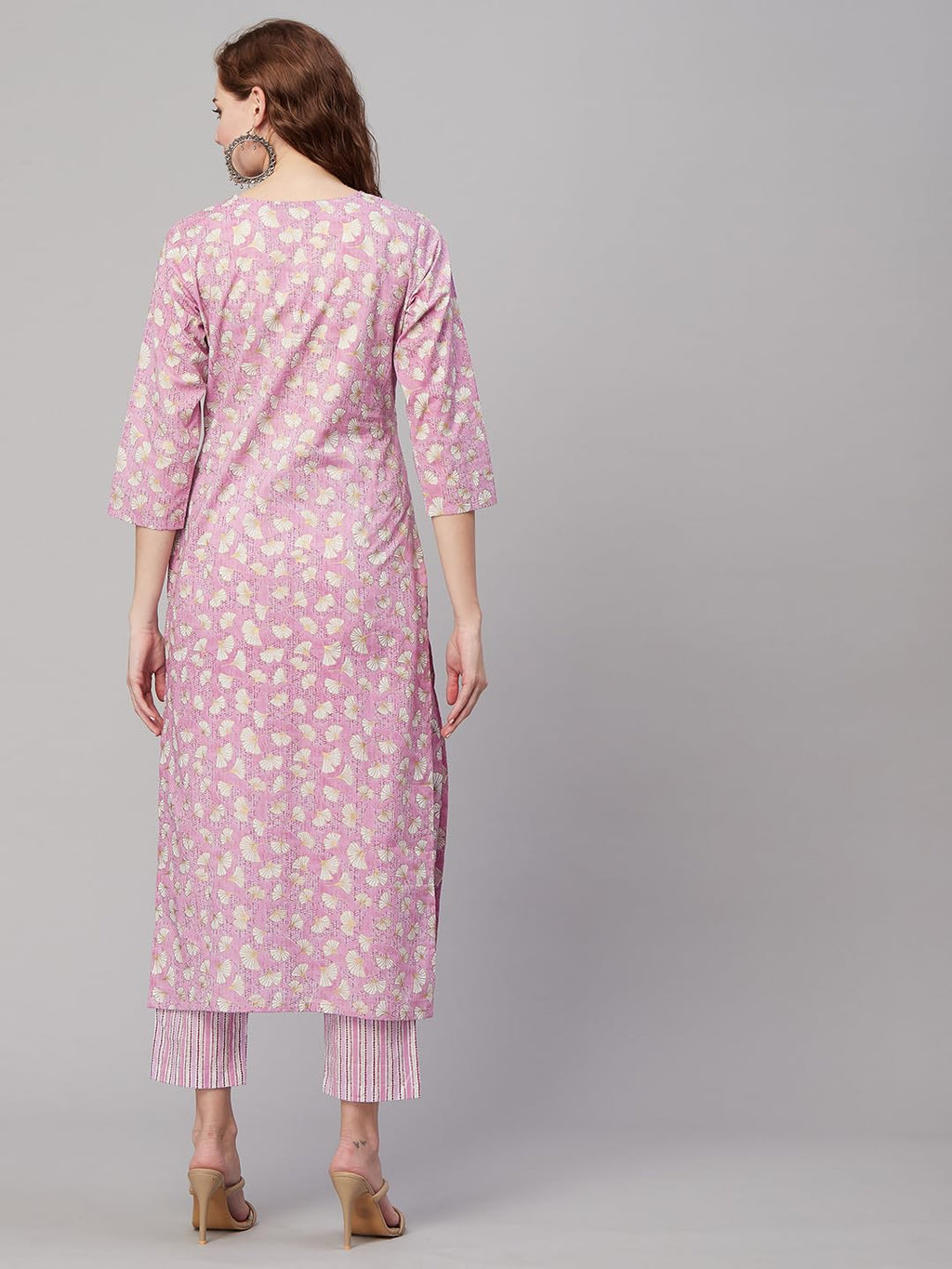 ANNI DESIGNER Ladies Cotton Blend Kurta with Trousers, purple, XL