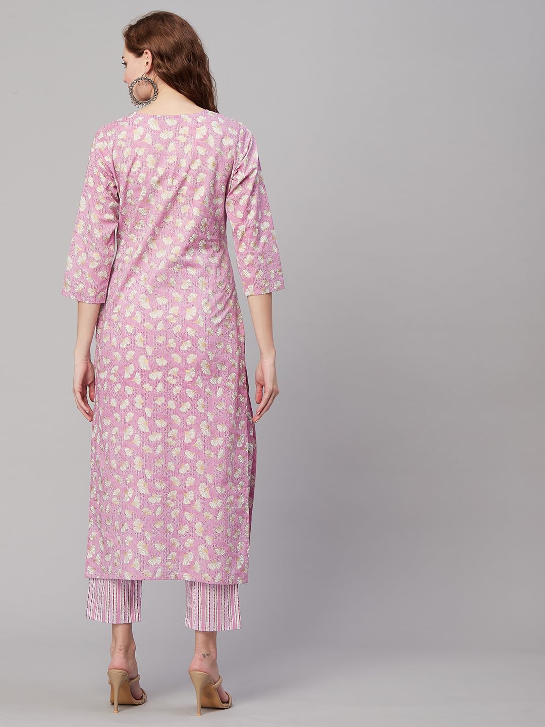 ANNI DESIGNER Ladies Cotton Blend Kurta with Trousers, purple, XL