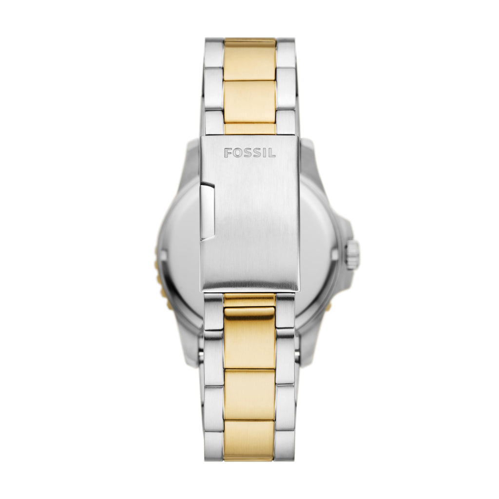 Fossil Men's Blue Quartz Stainless Steel Three-Hand Watch, Color: Two Tone/Blue Taper (Model: FS6034)
