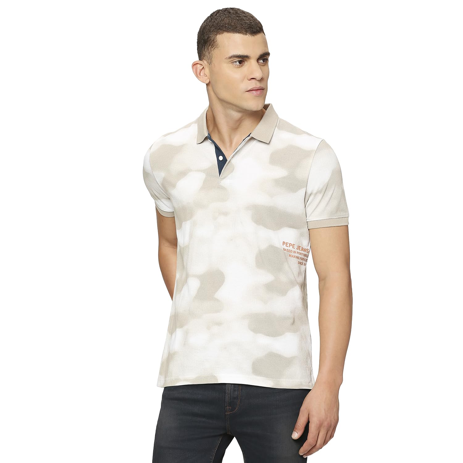 Pepe Jeans MenS Printed Regular Fit T-Shirt (Pm542052_Beige