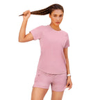 Enamor Womens Solid Relaxed Fit T-Shirt (A314_Lilas