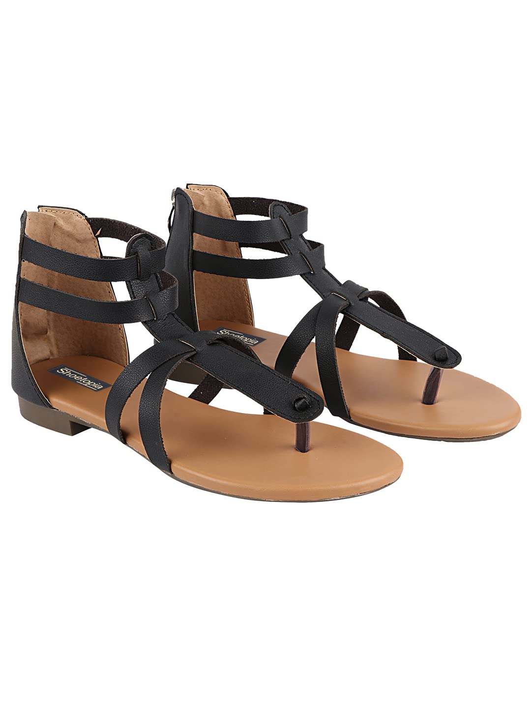 Shoetopia girls GirlsGLC Black Flat Sandal  4 UK (GirlsGLCBlack) 4