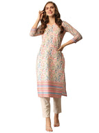 ANNI DESIGNER Women 's Cotton Blend Kurta Regular Fit, white, XL