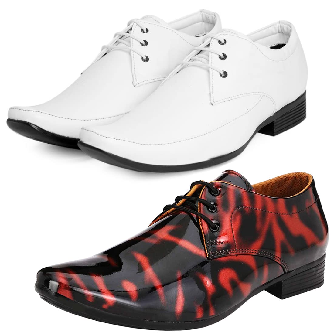 Graceful Trendy Formal Shoes/Party Shoes/ 2 Shoes Combo with Free Belt for Men and Boys (BAZAAR8636_VTR01BlkRed007BdrWht1B 6
