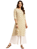Rangita Beige Rayon Calf Length Printed Straight Kurti For Women | Kurta For Women_2Xl