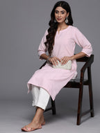 Libas Pink Woven Design Cotton Straight Kurta