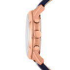 Fossil Men's Grant Quartz Stainless Steel and Leather Chronograph Watch, Color: Rose Gold, Navy (Model: FS4835)
