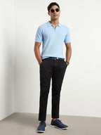 Nobero MenS Self Design Regular Fit Polo Shirt (1M-Twpo-R0014_Powder Blue