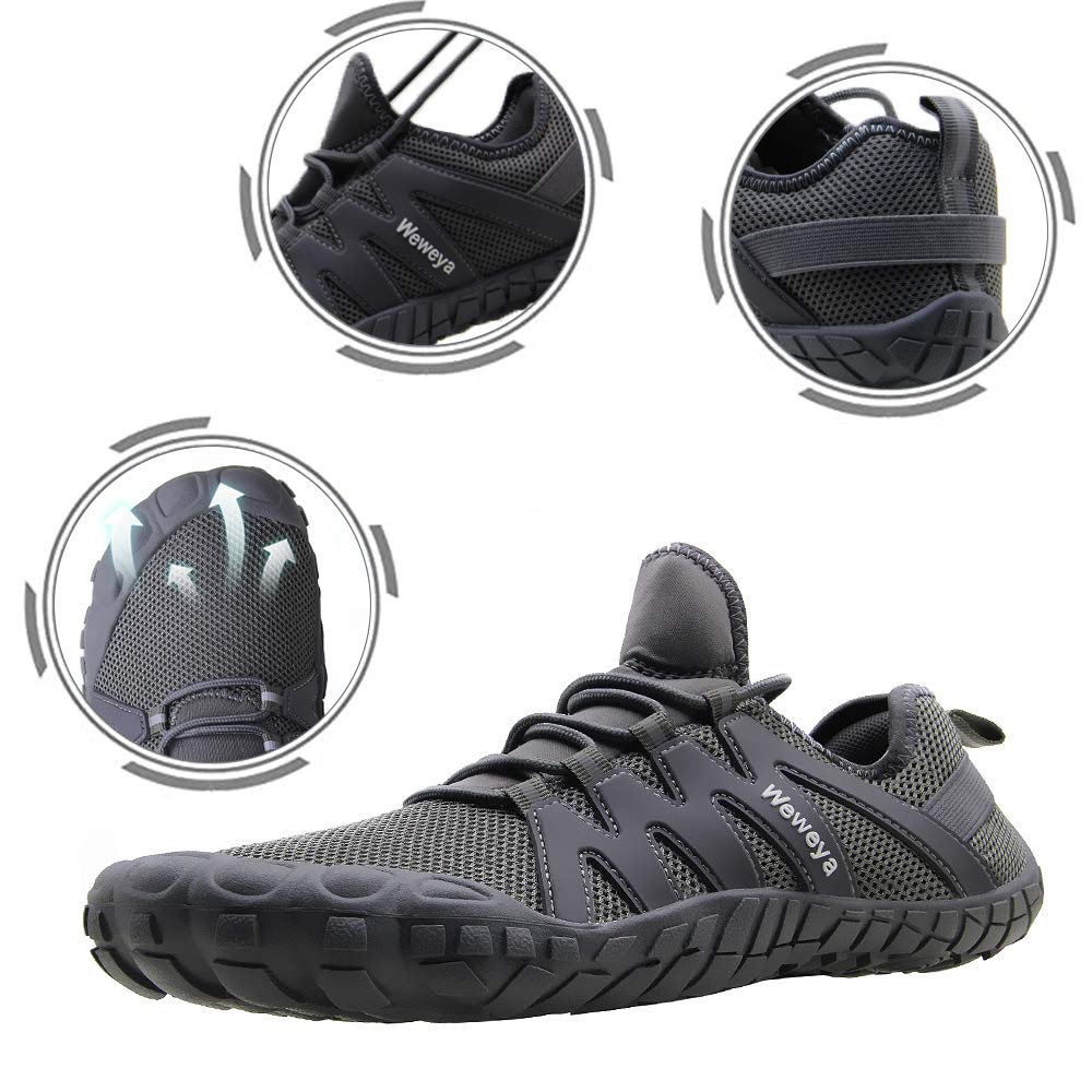 Cross Training Shoe Mens Five Fingers Minimalist Trail Running Zero Drop Wide Toe Box Barefoot Shoes Cross Country Size 11.5 Gre