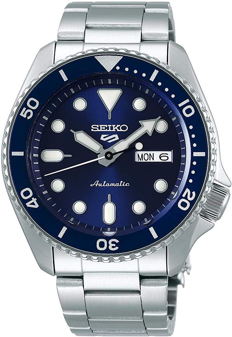 SEIKO SRPD51 Automatic Watch for Men - 5 Sports - Blue Sunray Dial, Day/Date Calendar, LumiBrite Hands and Markers, and Rotating