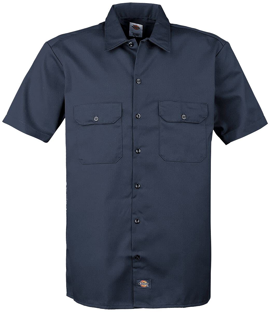 Dickies mens Short-sleeve Work Shirt, Navy, Large