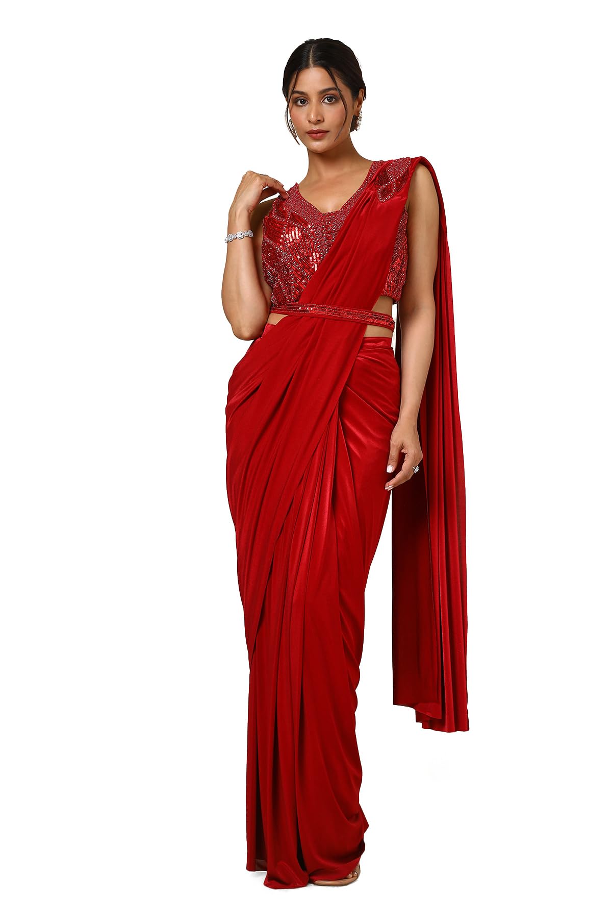 Soch Women Nylon Blend Saree with Sequins