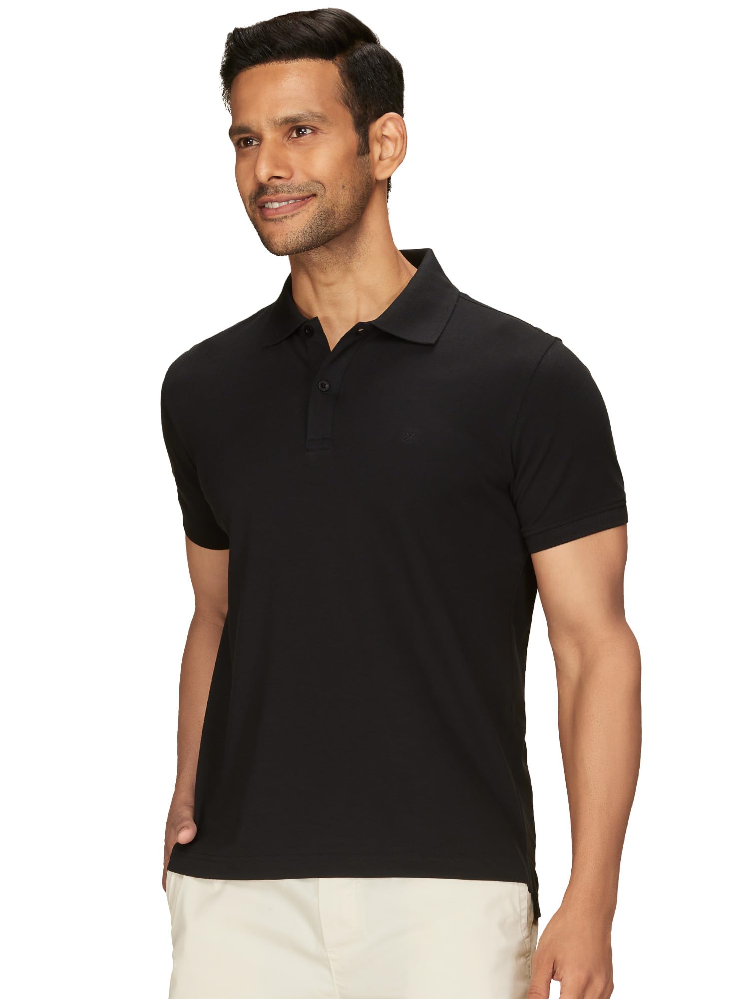 XYXX Mens Solid Regular Fit Shirt (XY_CR14_Polo Tshirt_1_Black