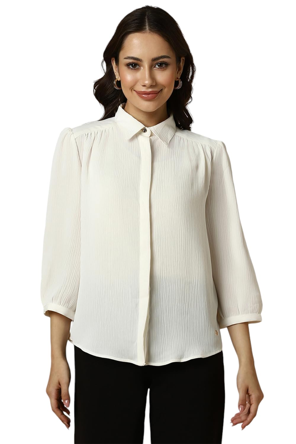 Allen Solly Women Regular Fit Formal Cotton Stretch T-Shirt
