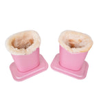 Baitaihem Pack of 2 Plush Lined Eyeglasses Holder Stand Protective Glasses Case For Desks Or Nightstands(Pink)