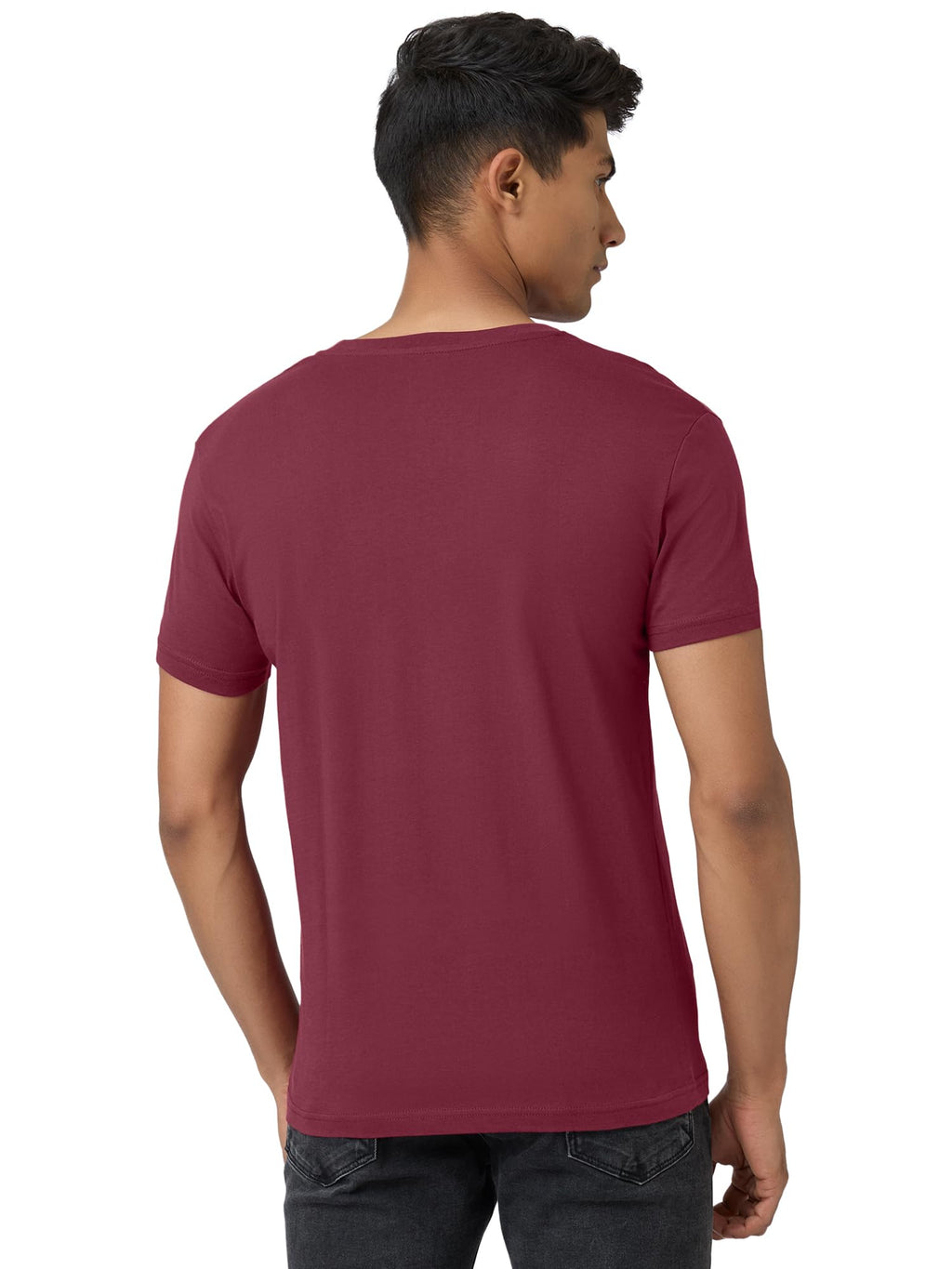 XYXX Mens Solid Regular Fit T-Shirt (XY_CR15_Tshirt_1_Wine