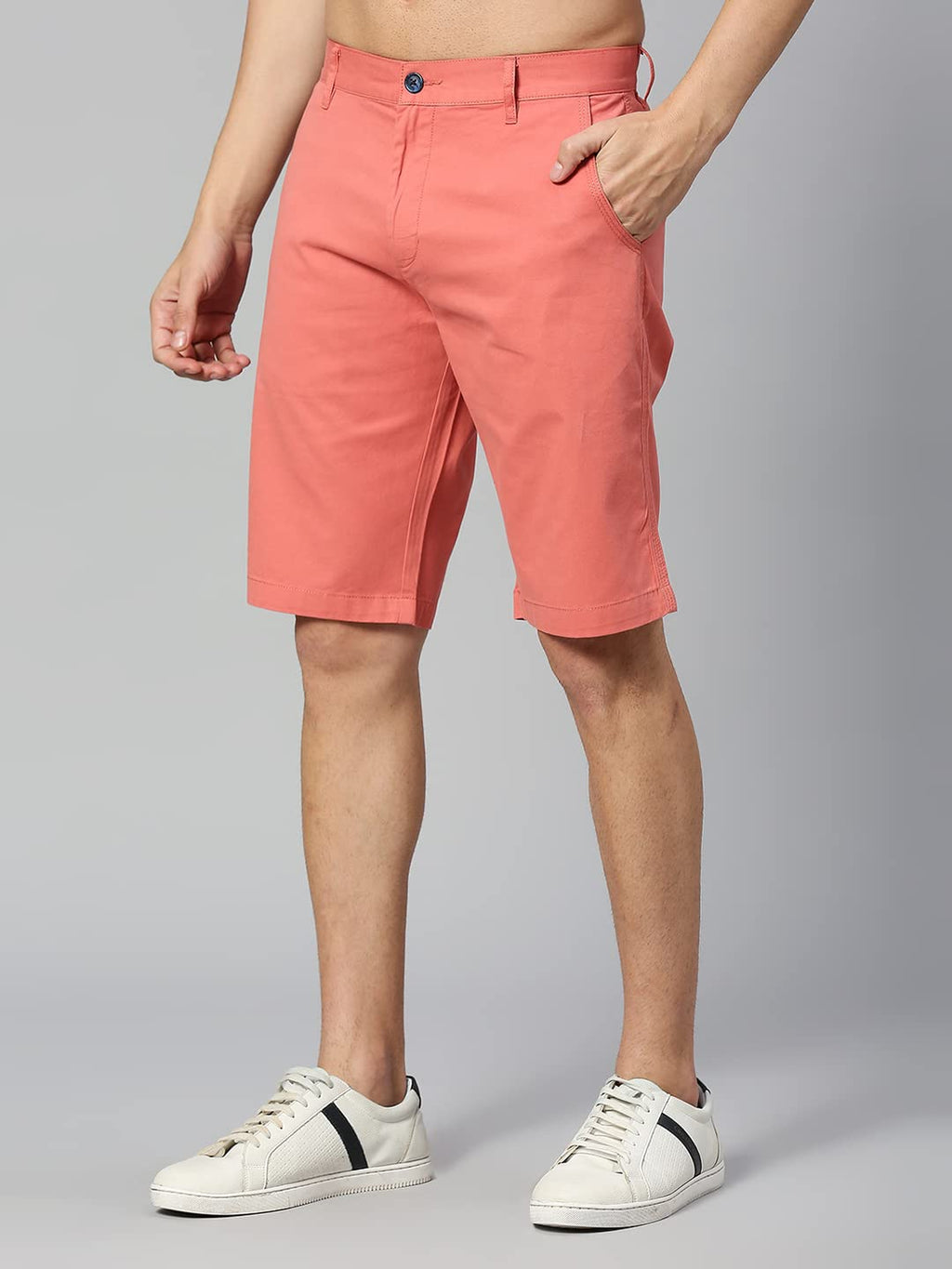 Thomas Scott Mens | 100% Cotton | Solid | Above Knee | Button Closure | Chino | Casual Shorts for Men Coral