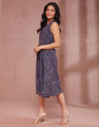 Fabindia WomenS Cotton A-Line Midi Dress (1037627Blue-Red_Blue