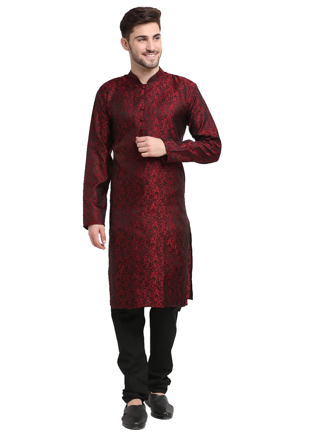 Jompers Mens Woven Design Kurta Churidar Set