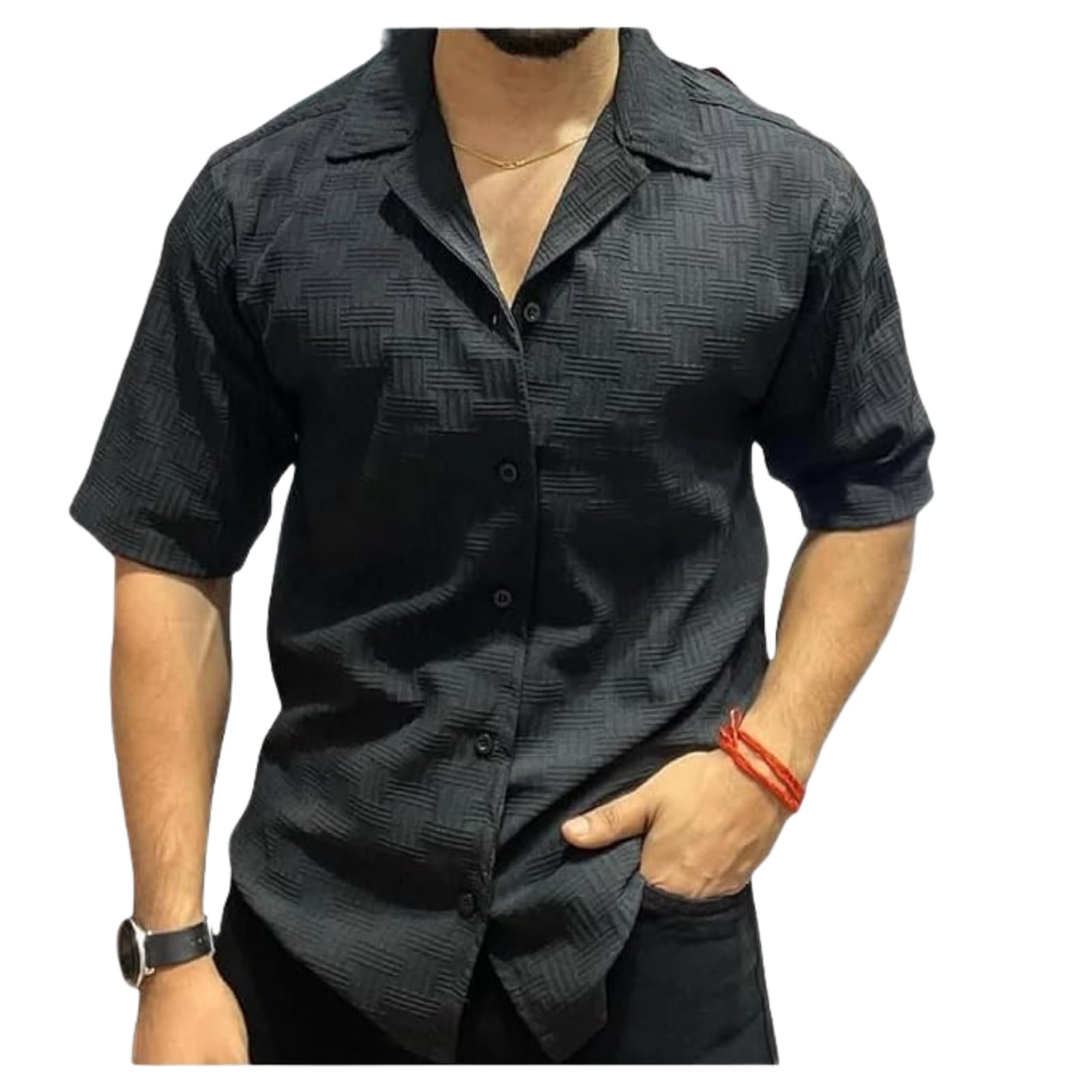 Varni Fashion MenS Popcorn Shirt Classic Fit, Half Sleeve, Regular Collar And Standard Length | Shirt For Men
