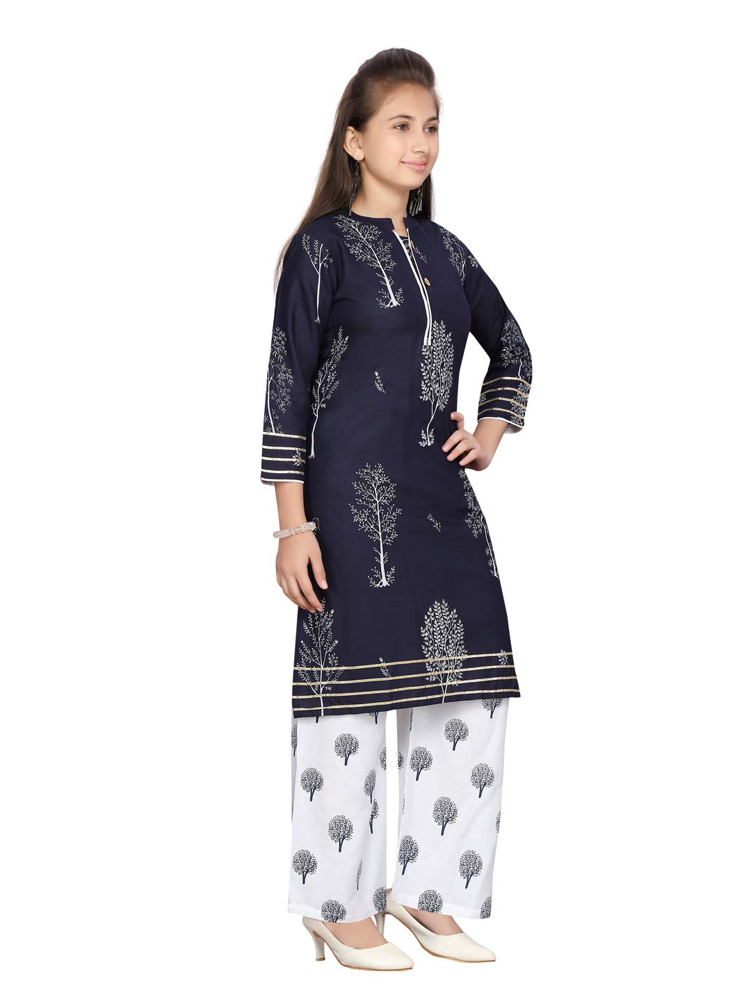Aarika Girls Black Colour Cotton Printed Kurti