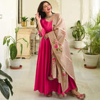 Gosriki Women'S Cotton Anarkali Kurta And Dupatta (Without Palazzo)