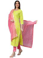 Anni Designer WomenS Cotton Straight Printed Kurta With Pant & Dupatta (Shipra Green-Nw5_S_Green_Small)