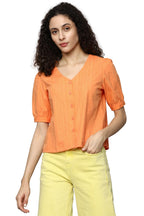 Allen Solly Women Regular Fit Casual Cotton Stretch Button-Down Shirt